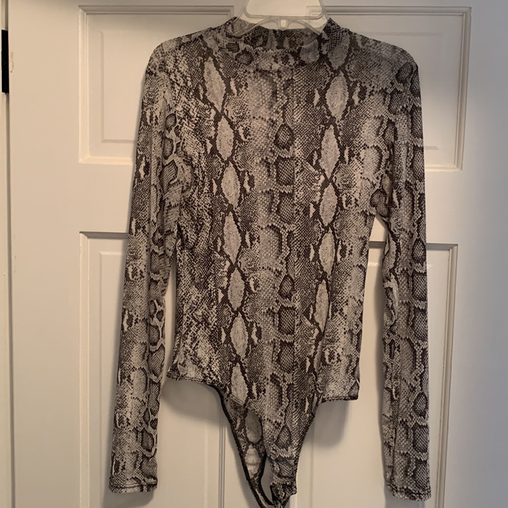Long Sleeved Snake Print Bodysuit